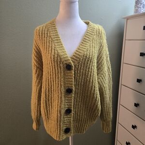 Ava & Viv Women's Chartreuse Cardigan Sweater